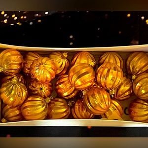 Christmas ornaments gold ones antiques shoe box full, musical reindeer Xmas!